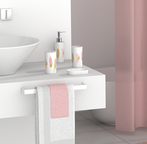7 Piece Plastic Bathroom Set Dispenser Tumbler Toothbrush Holder Soap Dish Pink