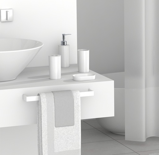 7 Piece Plastic Bathroom Set Dispenser Tumbler Toothbrush Holder Soap Dish White