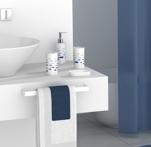 7 Piece Plastic Bathroom Set Dispenser Tumbler Toothbrush Holder Soap Dish Blue