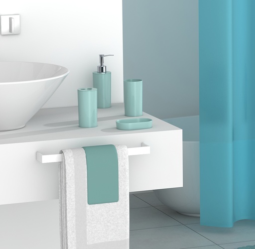 7 Piece Plastic Bathroom Set Dispenser Tumbler Toothbrush Holder Soap Dish Aqua