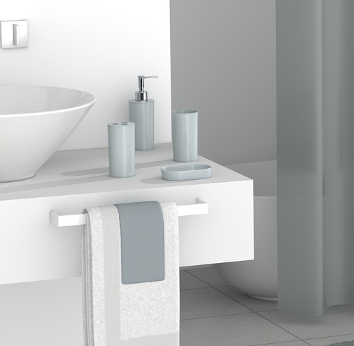 7 Piece Plastic Bathroom Set Dispenser Tumbler Toothbrush Holder Soap Dish Grey