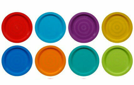 Plastic Plates Bowls Tumblers Multi Colour Party Picnic BBQ Plates 8