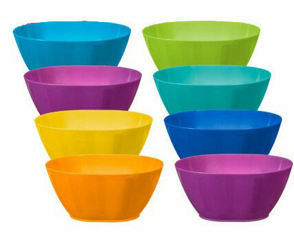 Plastic Plates Bowls Tumblers Multi Colour Party Picnic BBQ Bowls 8 